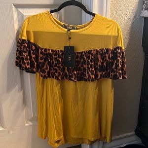 New with tags Mustard and leopard top